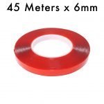 RED Strong Acrylic Transparent Adhesive - Double Sided Heat Resistant - (Polyester Tape) - 45 Meters in Length - 6mm Width