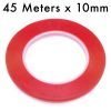 RED Strong Acrylic Transparent Adhesive - Double Sided Heat Resistant - (Polyester Tape) - 45 Meters in Length - 10mm Width