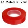 RED Strong Acrylic Transparent Adhesive - Double Sided Heat Resistant - (Polyester Tape) - 45 Meters in Length - 12mm Width