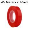RED Strong Acrylic Transparent Adhesive - Double Sided Heat Resistant - (Polyester Tape) - 45 Meters in Length - 16mm Width