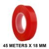 RED Strong Acrylic Transparent Adhesive - Double Sided Heat Resistant - (Polyester Tape) - 45 Meters in Length - 18mm Width